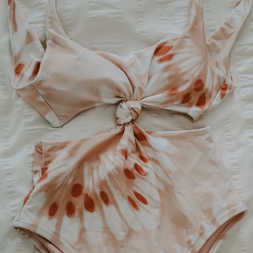 aerie Blush Tie Die Knot One Piece Swimsuit